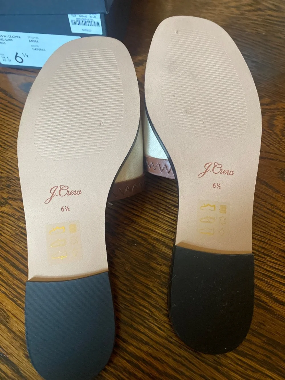 J Crew Canvas w/ leather Framed Slide shoes 6.5